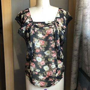 Daniel Rainn Sheer Rose Floral Top